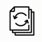 Stack of documents with processing arrows icon